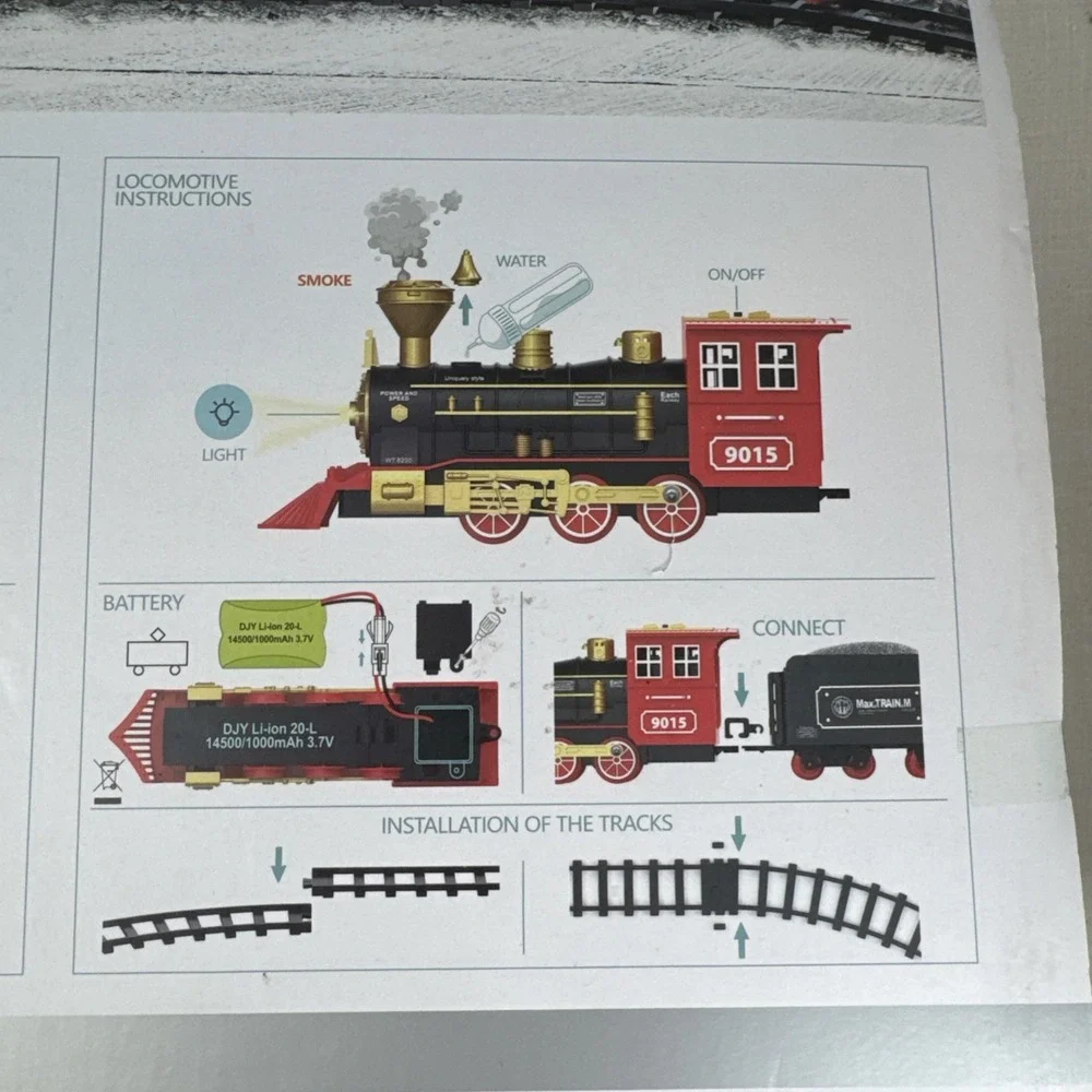 Hot Bee 9015 Classical Train Set‎ Toy Smoke Light Battery Operated w/Train Sound